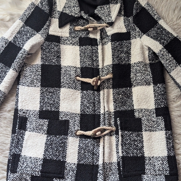 Forever 21 Boucle Check Plaid Toggle Coat - Picture 3 of 16